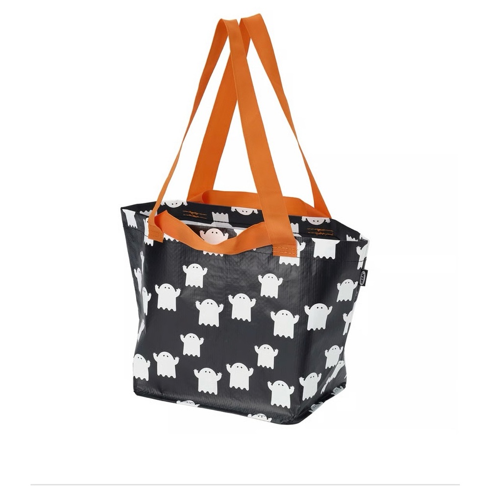 👻IKEA Ghost Print Tote Bag with Orange Straps 👻